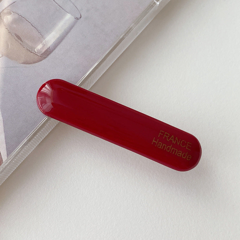 Female Color Oval Acetate Hair Clip Bar Shaped Clip