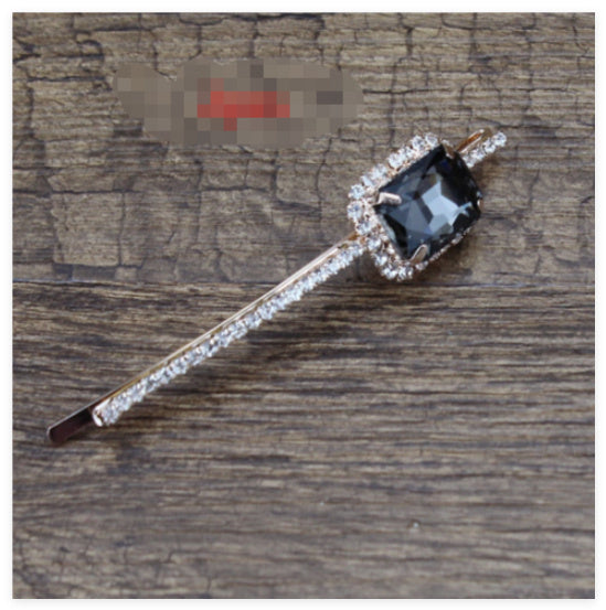 Square Rhinestone Bobby Pin Hair Clip Personality Side Clip Headdress