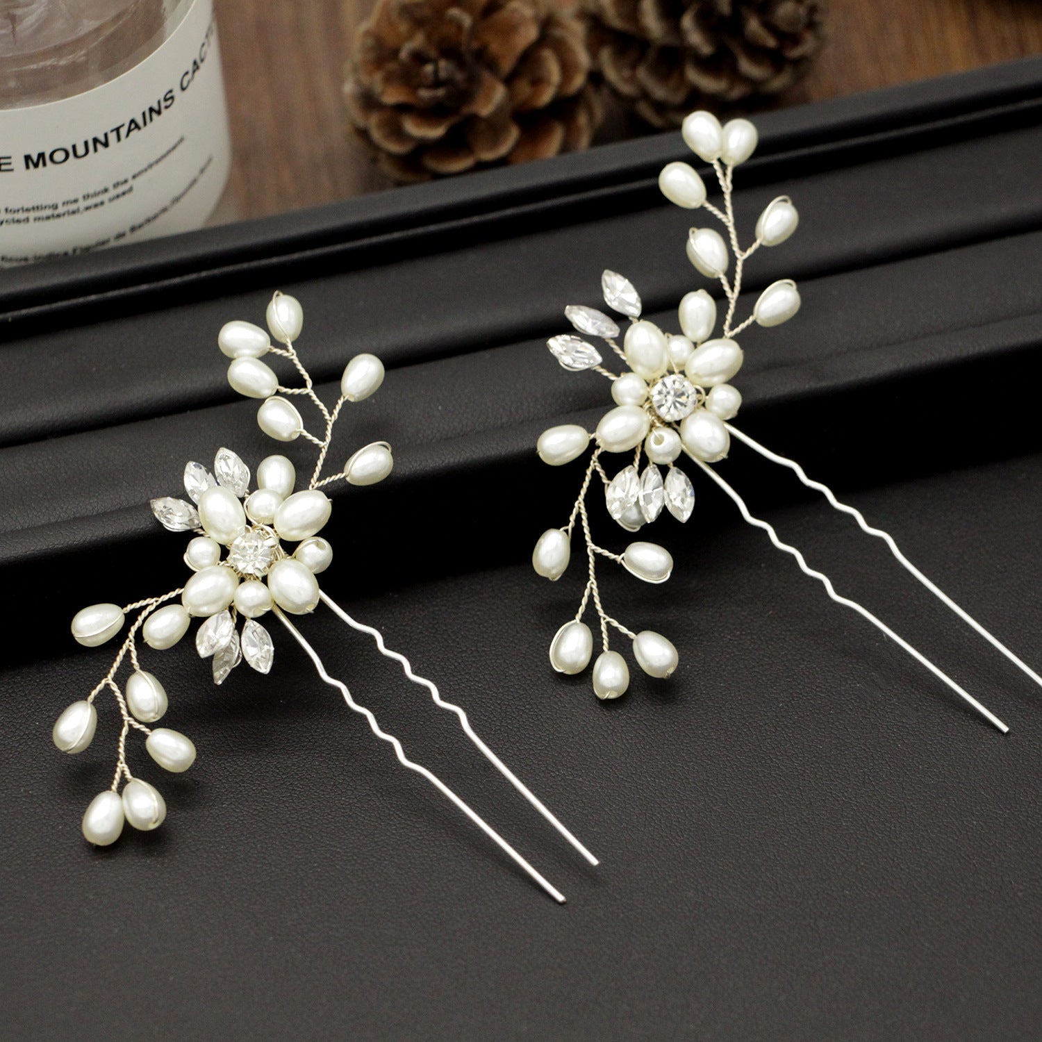 Korean bride handmade pearl crystal Clip Wedding headdress hairpin pin U