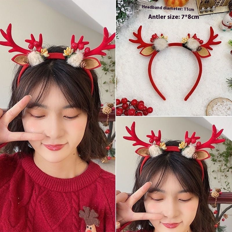 Christmas Mori Style Small Antlers Headband Hair Clip Headdress Dress Up Ornament