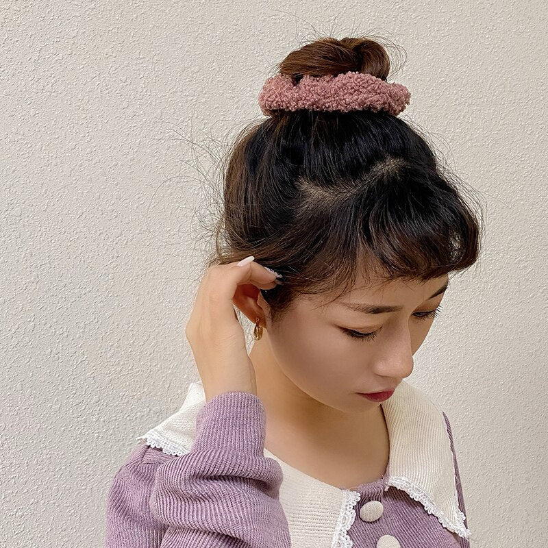 Korean new candy color high elastic cashmere hair ring