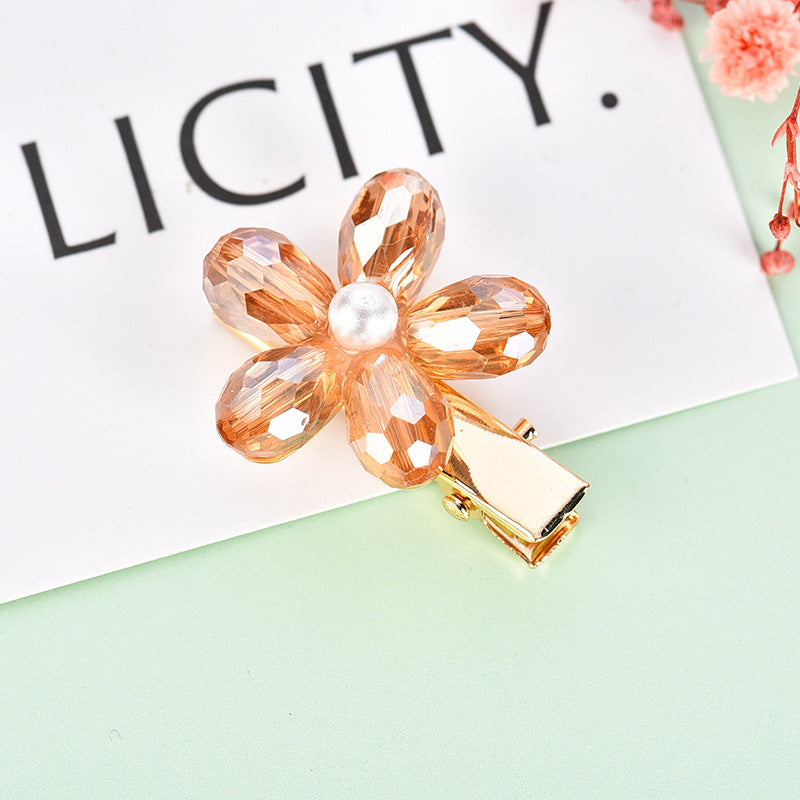 Net red hair accessories temperament all-match crystal flower duckbill clip