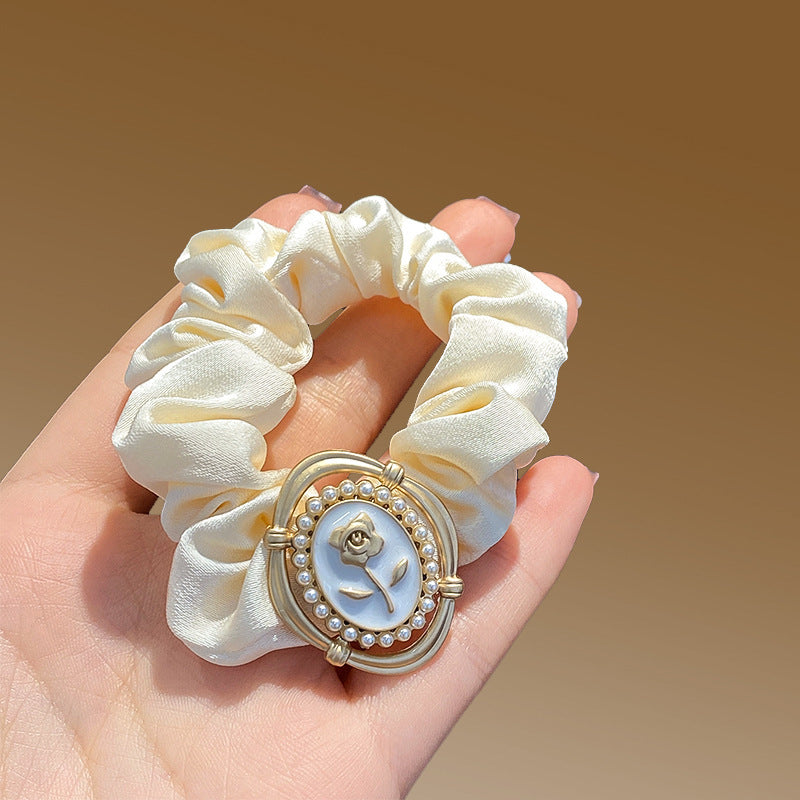 Camellia Large Intestine Hair Ring Retro Ponytail Hair String