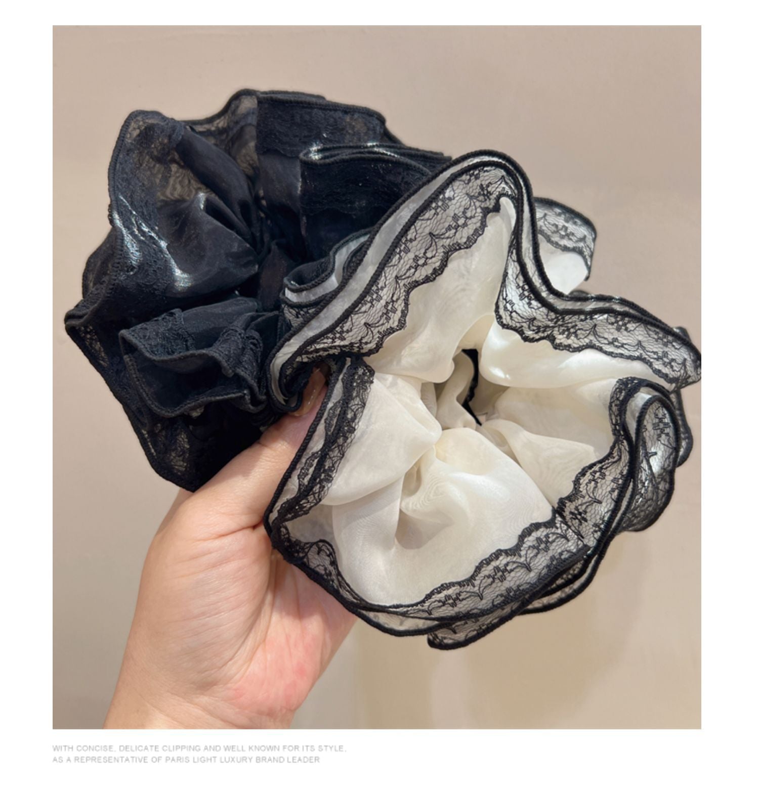 Double Layer Intestine Ring Hair Rope Organza Lace Edge Hair Ring