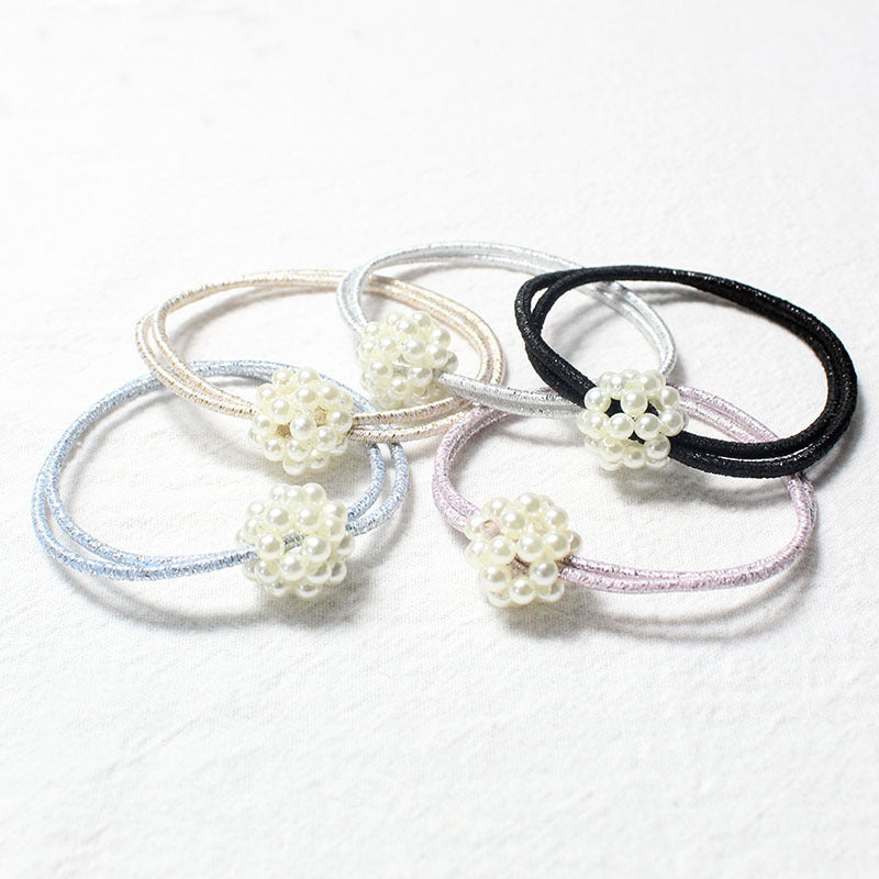 Weaving Hollow Round Ball Pearl Hair Ring