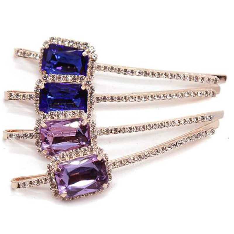 Square Rhinestone Bobby Pin Hair Clip Personality Side Clip Headdress