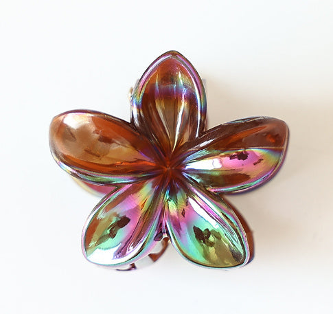Mini 4CM Plumeria Rubra Grip Electroplated AB Color Bauhinia Barrettes
