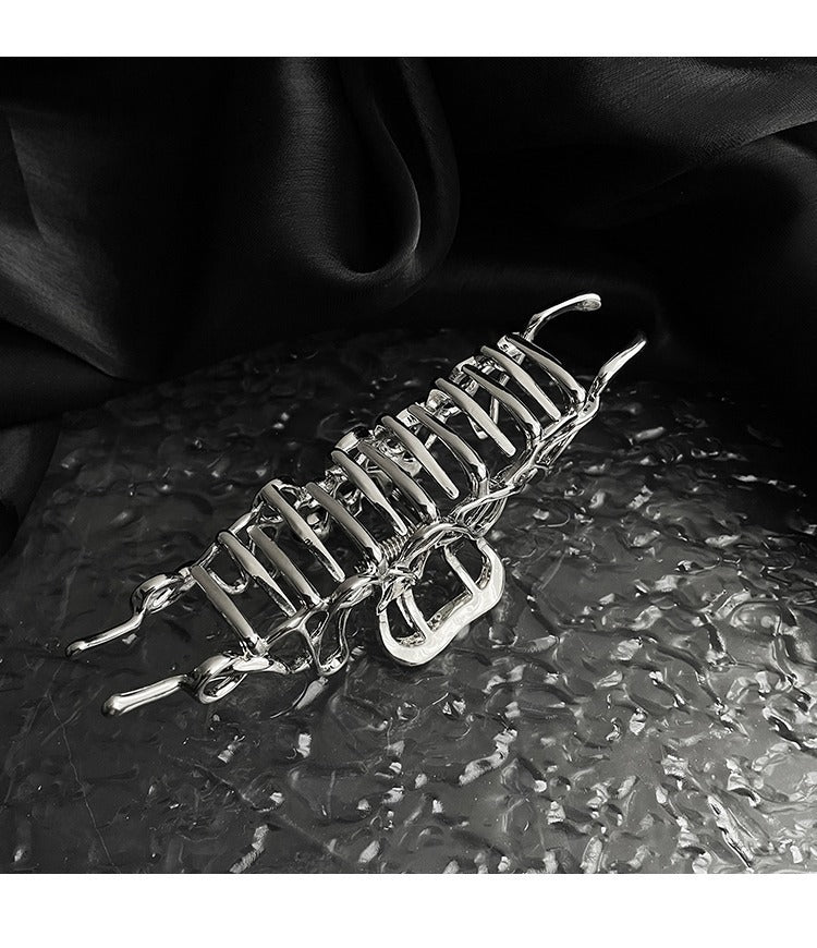 Niche Design Irregular Liquid Metal Barrettes Female Head Shark Clip