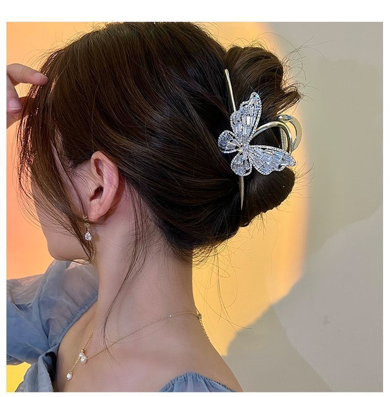 Best Super Fairy Full Diamond Butterfly Metal Grip Large High Sense Shark Clip