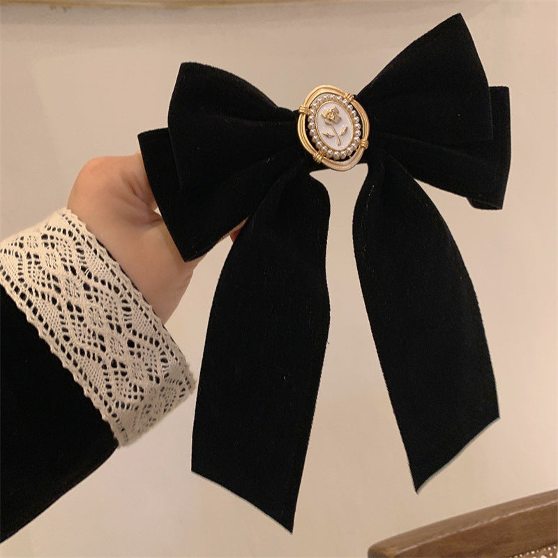 Vintage Velvet Rose Bow Hair Clip