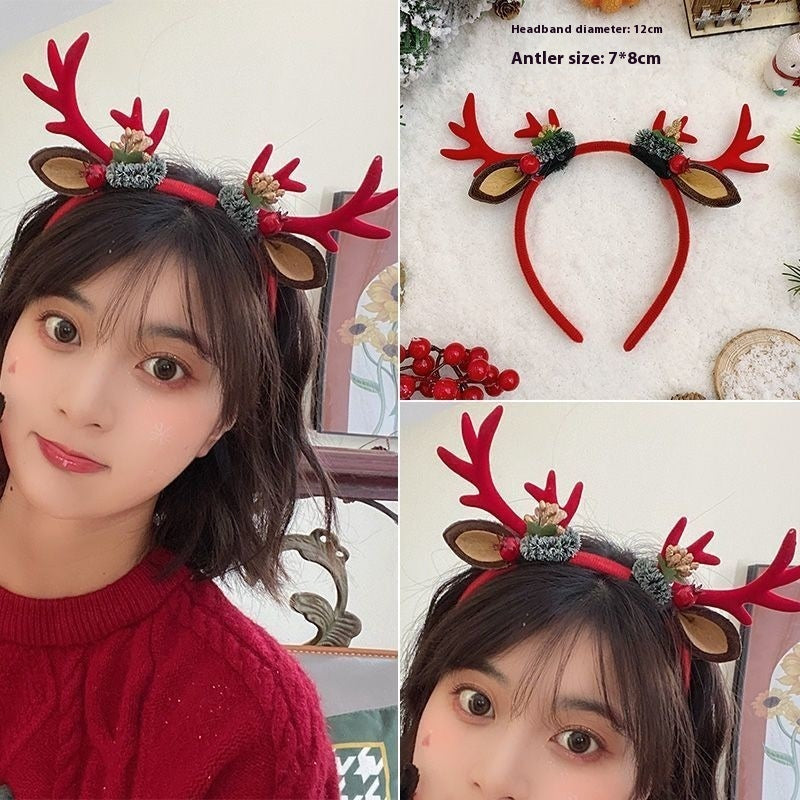 Christmas Mori Style Small Antlers Headband Hair Clip Headdress Dress Up Ornament