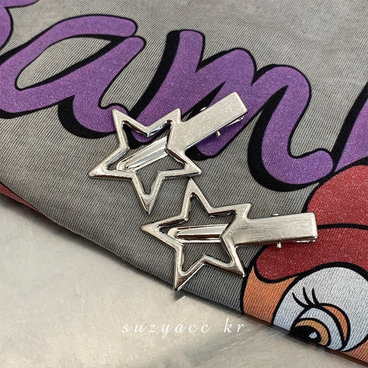 Japanese And Korean Simple Pentagram Barrettes Side