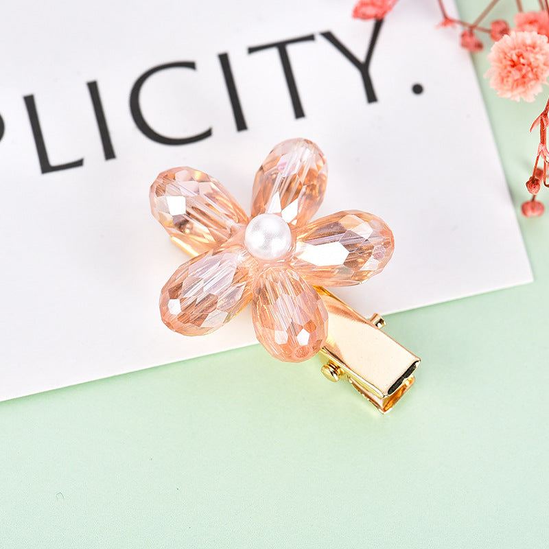 Net red hair accessories temperament all-match crystal flower duckbill clip