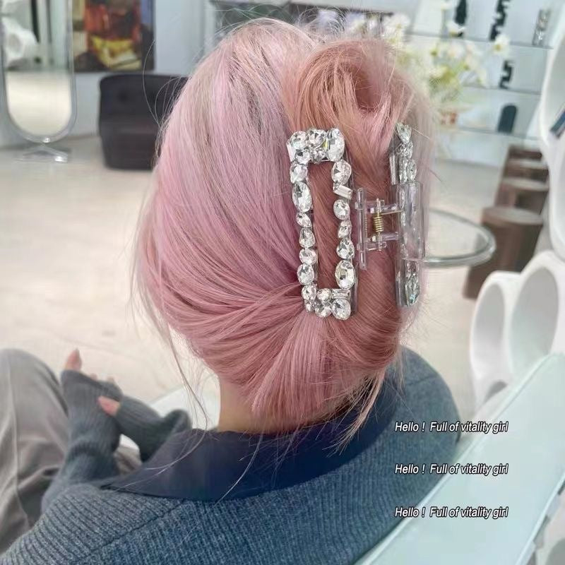 Transparent Rhinestone Grip Back Head Shark Barrettes