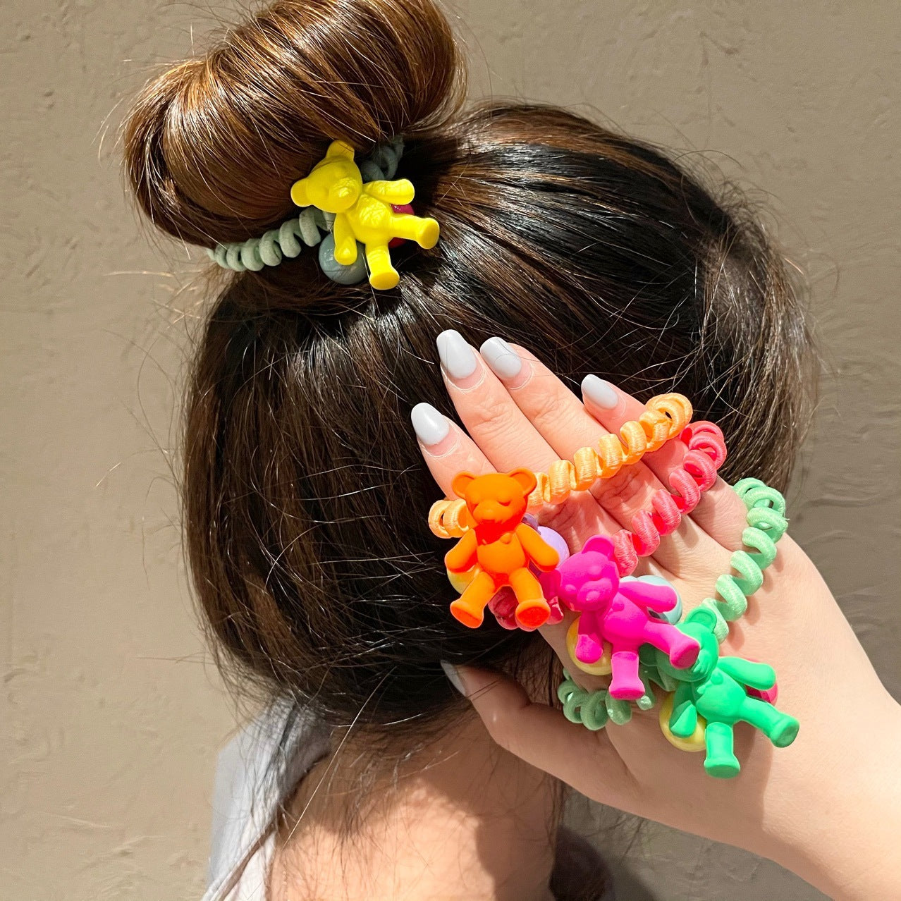 Bear Hair Ring Cute Girl Ponytail Ball Head Rope Rubber Band Girl