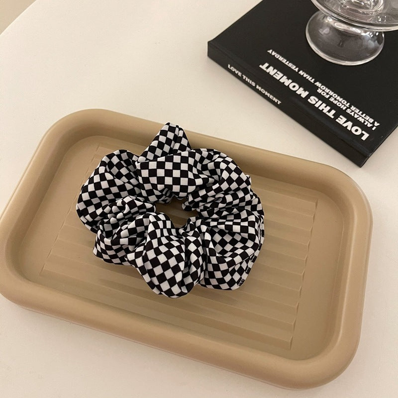 Modern Checkerboard Series Hair Accessories Black And White Lattice Large Intestine Ring