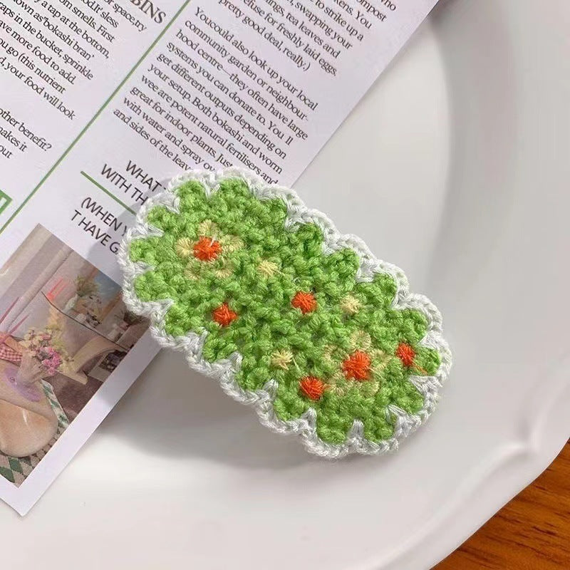 Versatile Knitted Yarn Sweet Flower Hair Clip
