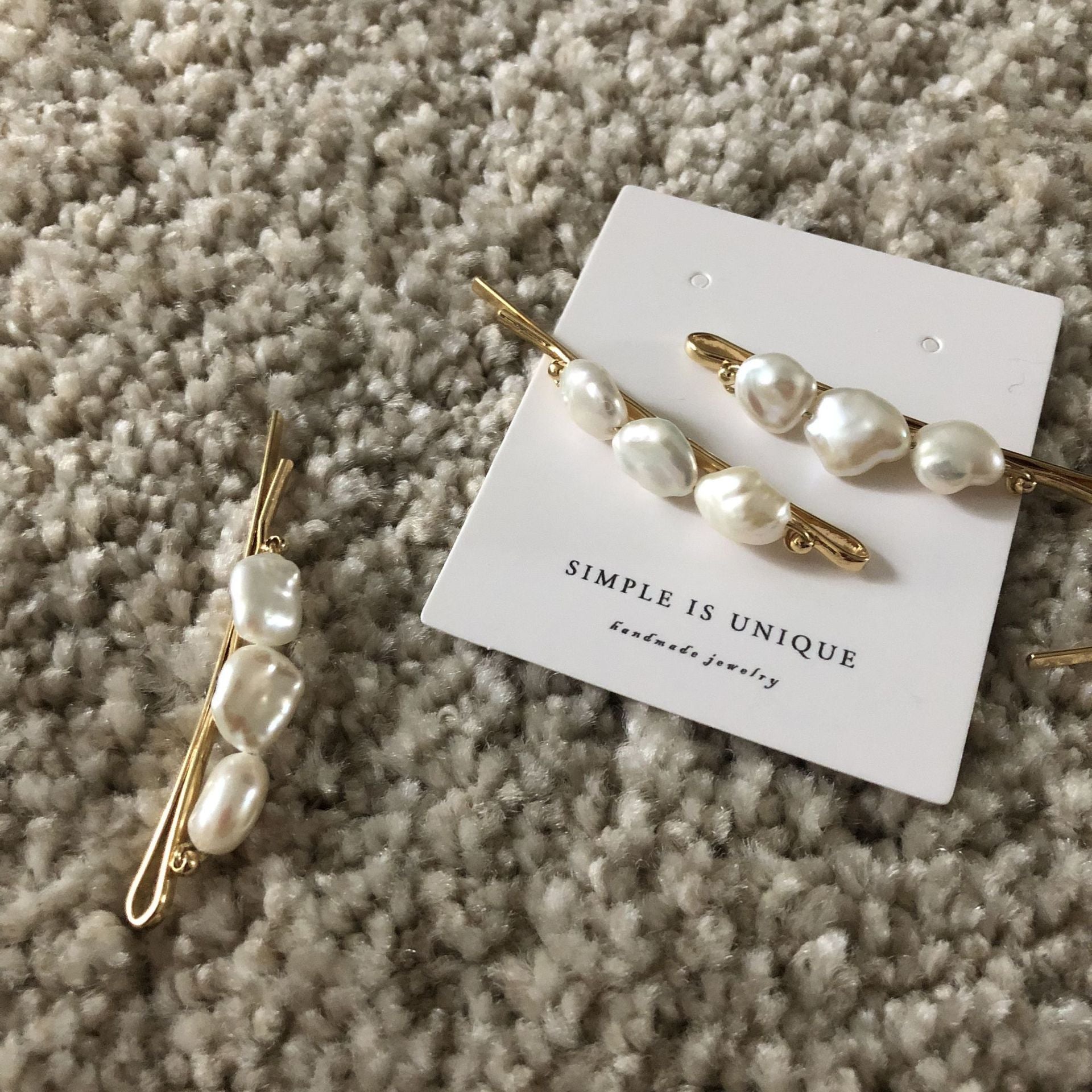 Handmade Natural Fresh Water Baroque Pearl Barrettes
