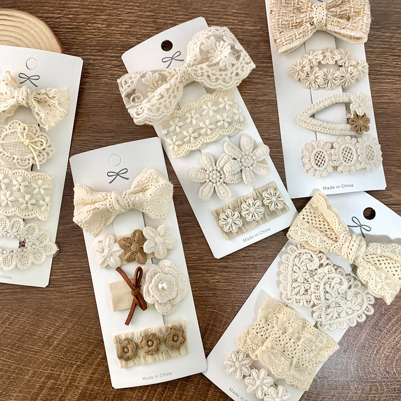 Fabric Lace Barrettes 4 Pack Baby Flower Headwear