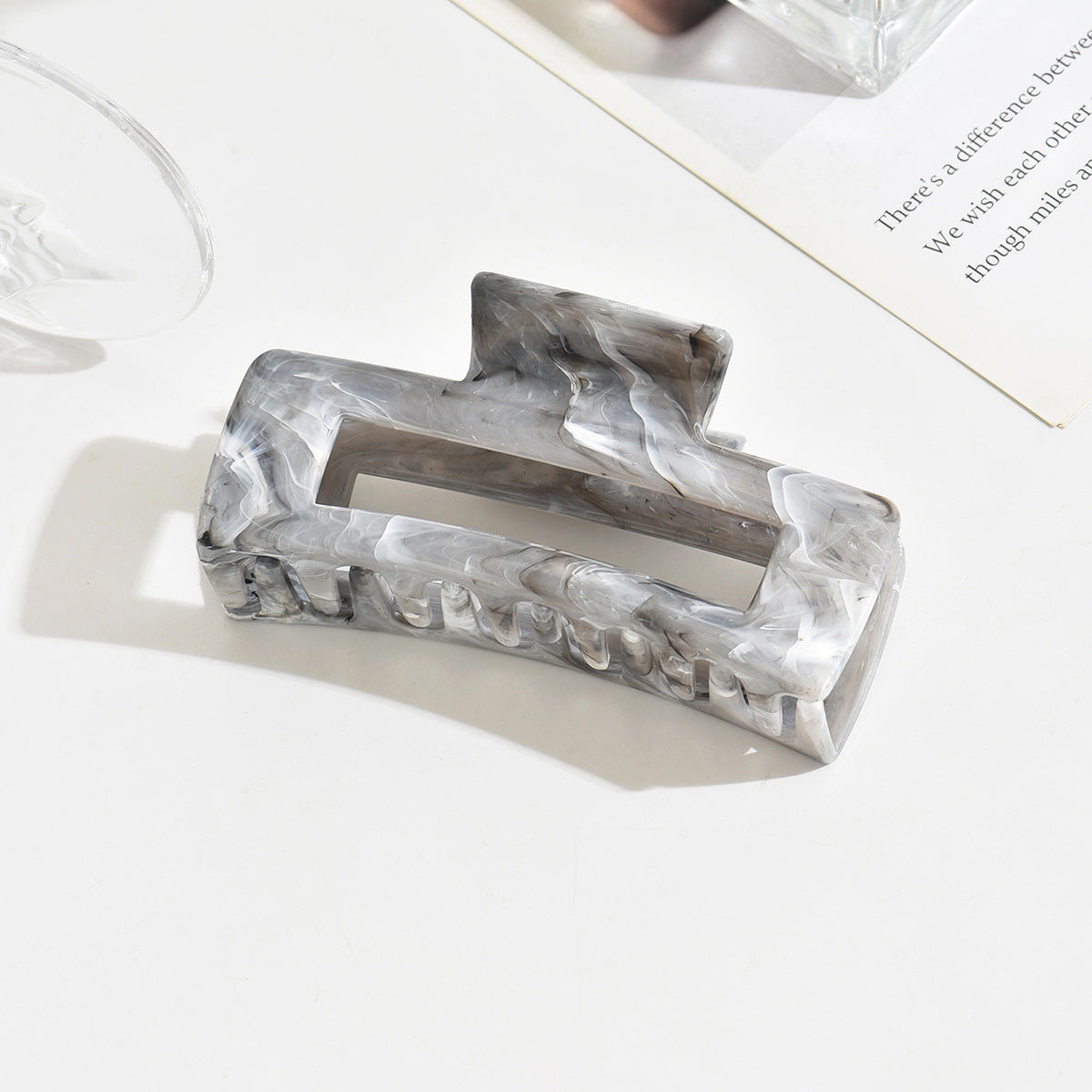 Women's Summer Marble Color Rectangular Barrettes