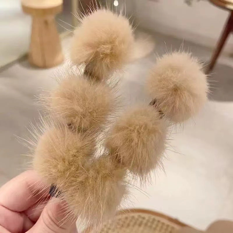 Ladies Hairball Hair Clip Double Sided Side