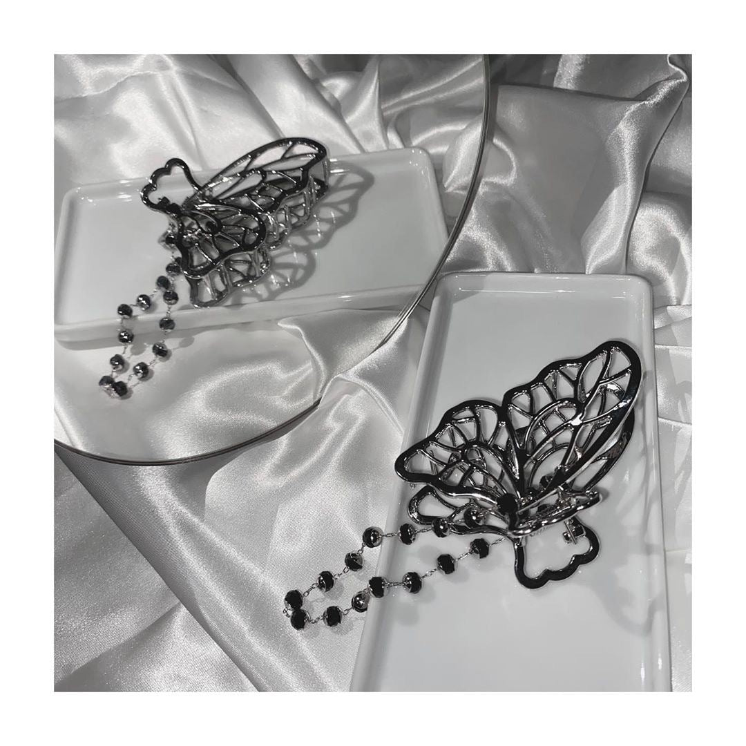 Alloy Butterfly Hair Clip Crystal Chain Cold Personality