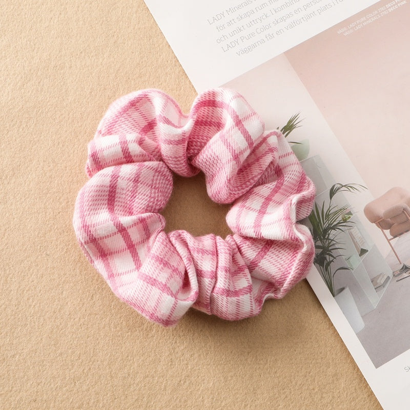 Best Plaid Print Large Intestine Ring Women's Hair Tie