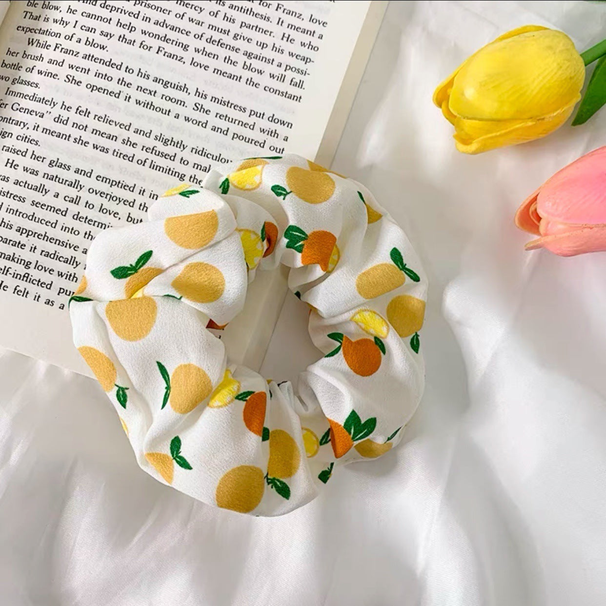 Korean Fruit Pig Large Intestine Hair Ring Organza Cute Japanese Rubber Band Female Tie