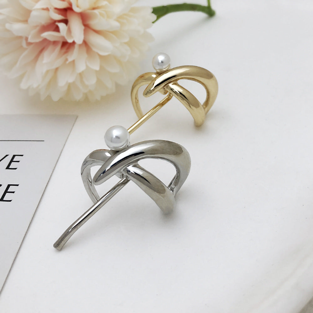 Ins Style Barrettes Ponytail Release Buckle Retro Pearl