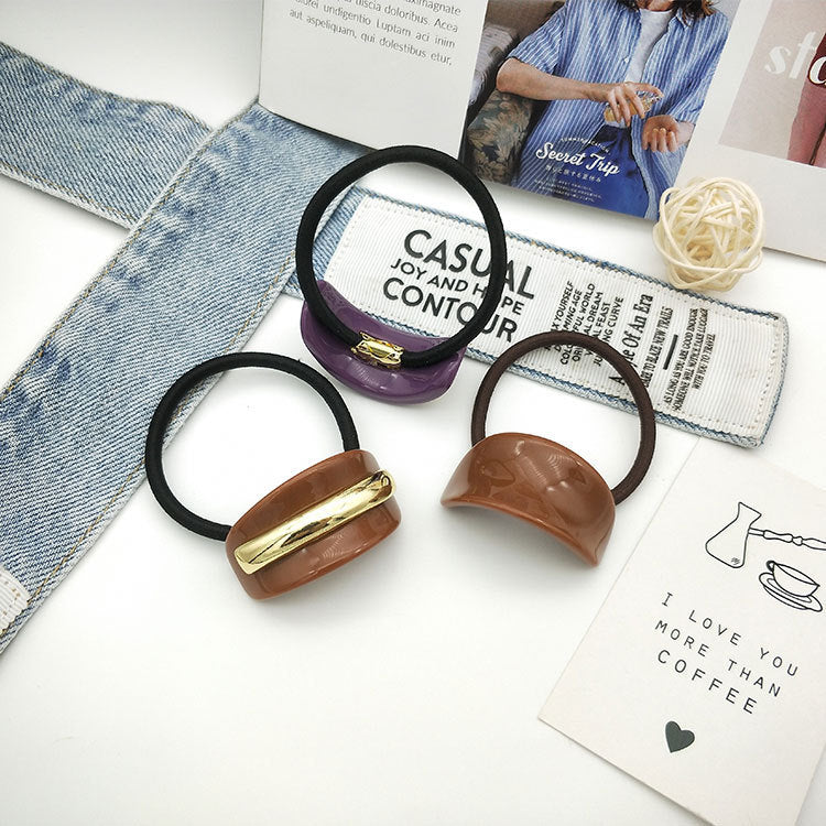 South Korea Fall And Winter Creative Niche Alloy Geometric Semi-arc Resin Hair Ring