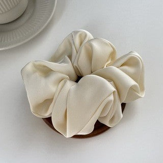 Cream Texture Silky Satin French Black Large Intestine Hair Ring