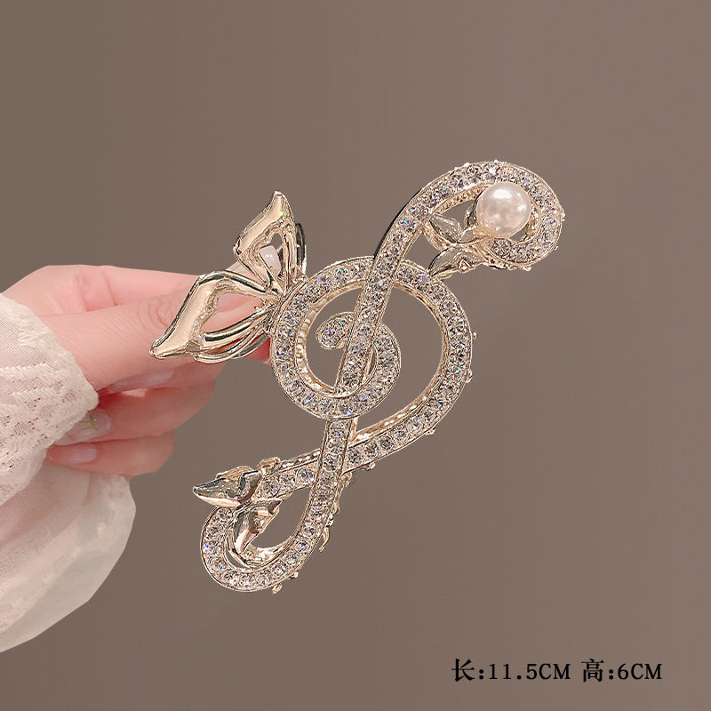 Rhinestone Note Barrettes Female Updo Back Head Grip High-grade Sense Shark Clip Hair Clip Grip Hair Volume More Summer