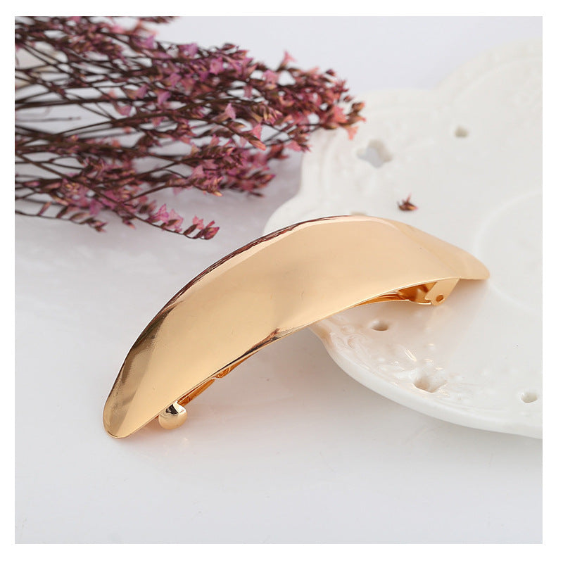 Fashion Women's Large Glossy Metal Barrettes Simple Fashion