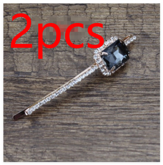 Square Rhinestone Bobby Pin Hair Clip Personality Side Clip Headdress