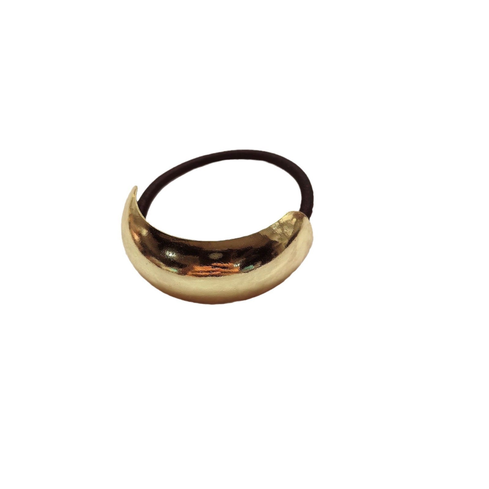 Minimalist Alloy Ring Semi-curved Hair Ring Online Influencer Head String High-end Leather Case Hair Rope