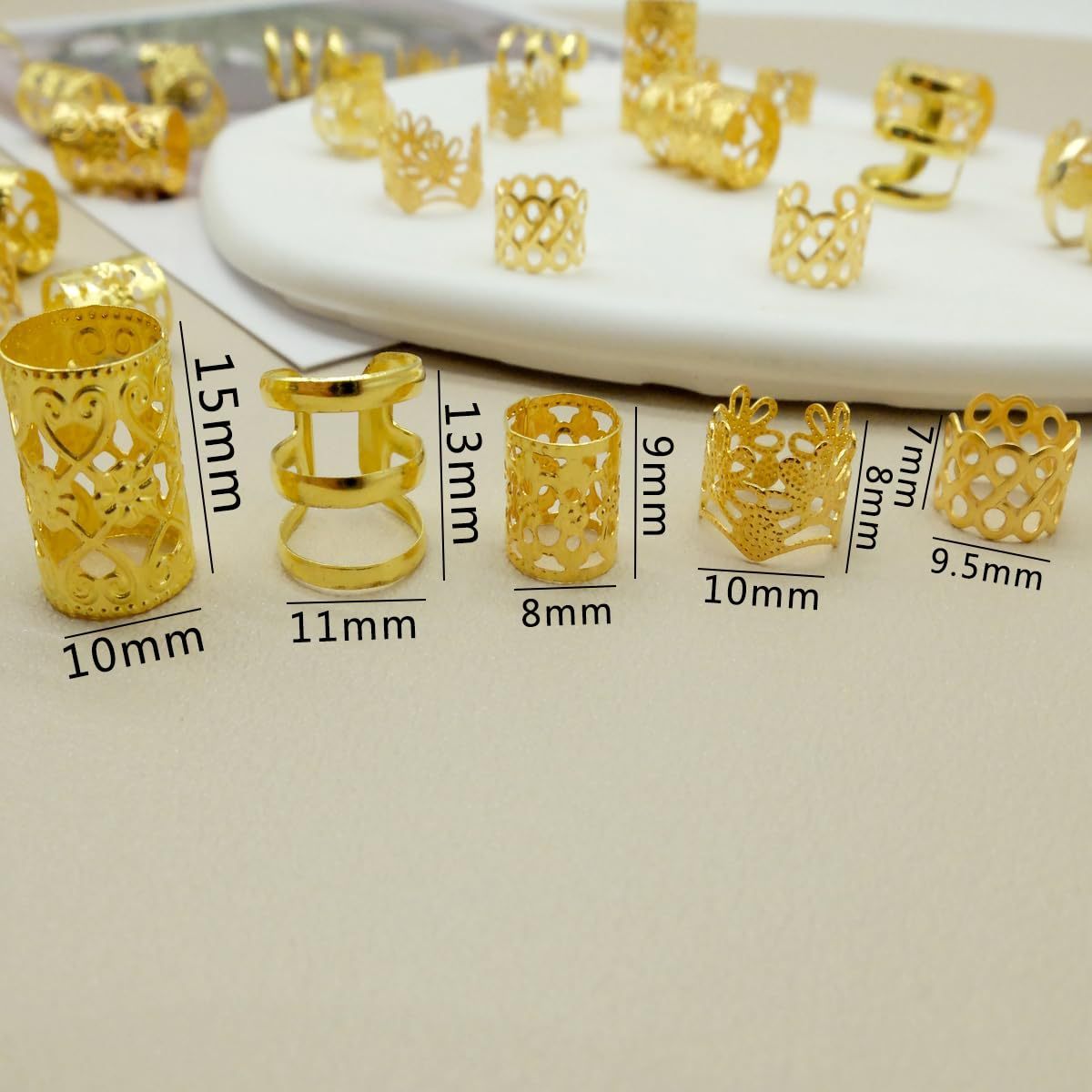 Dreadlocks Hair Band Hair Extension Ring Gold Plated Ornament
