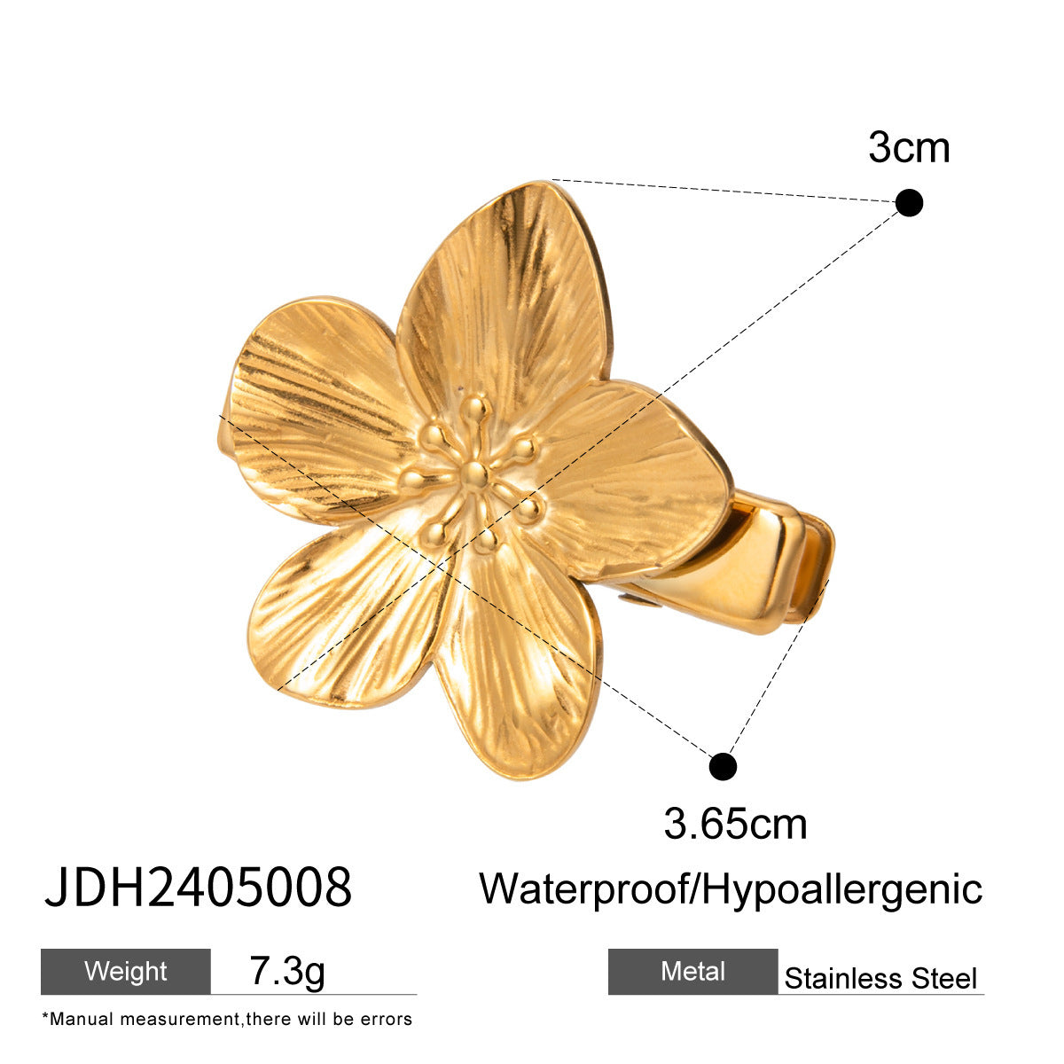 18K Gold Stainless Steel Double Bow Barrettes Women