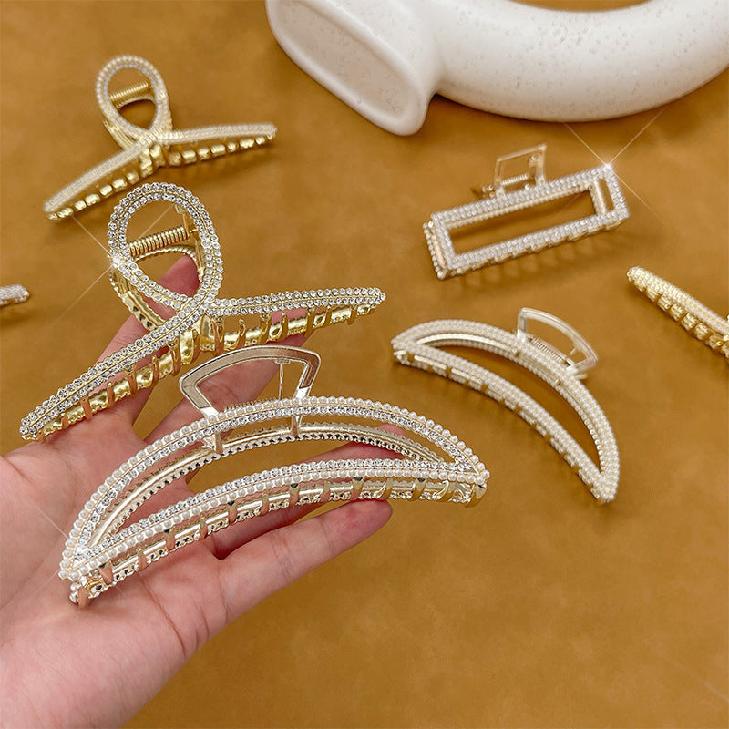 Best Women's Fashion Pearl Rhinestone Hair Clip Hair Claw