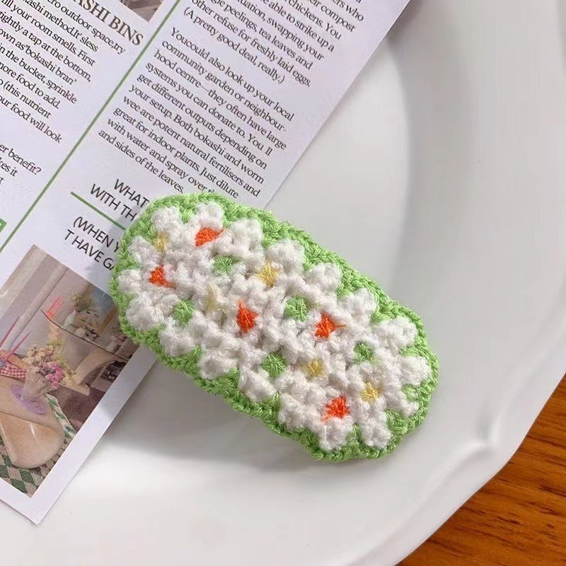 Versatile Knitted Yarn Sweet Flower Hair Clip