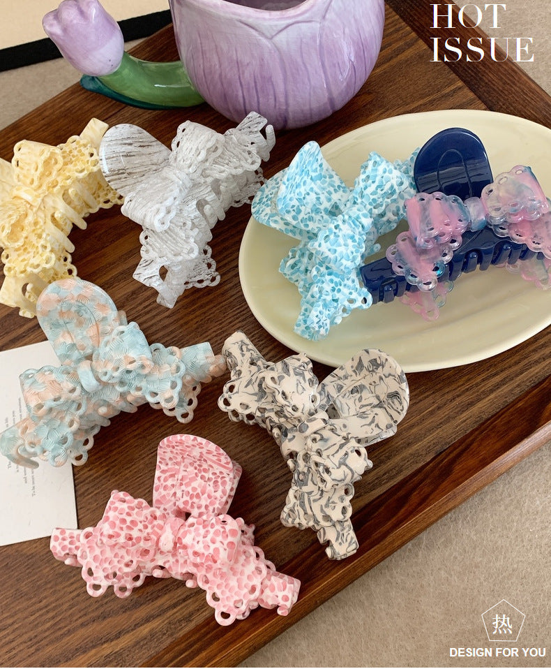 Acetic Acid Lace Bow Barrettes Sweet Temperament Girl