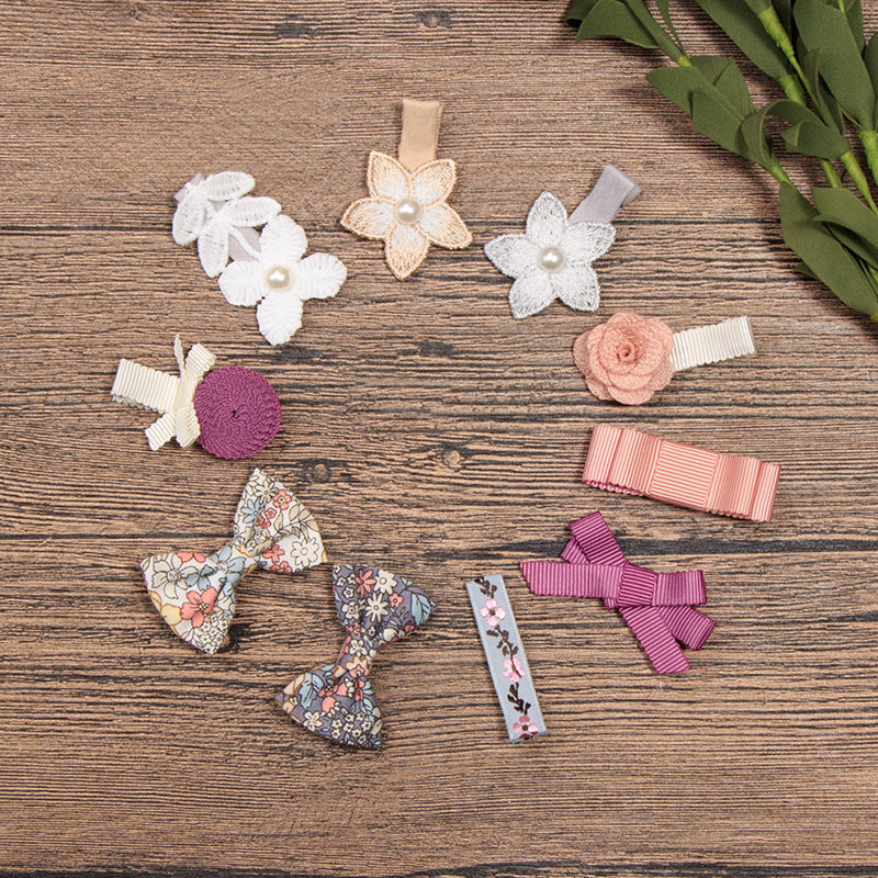 Japanese And Korean Girls Flower Bow Tie Children Korean Style Lace Pearl Barrettes Suit