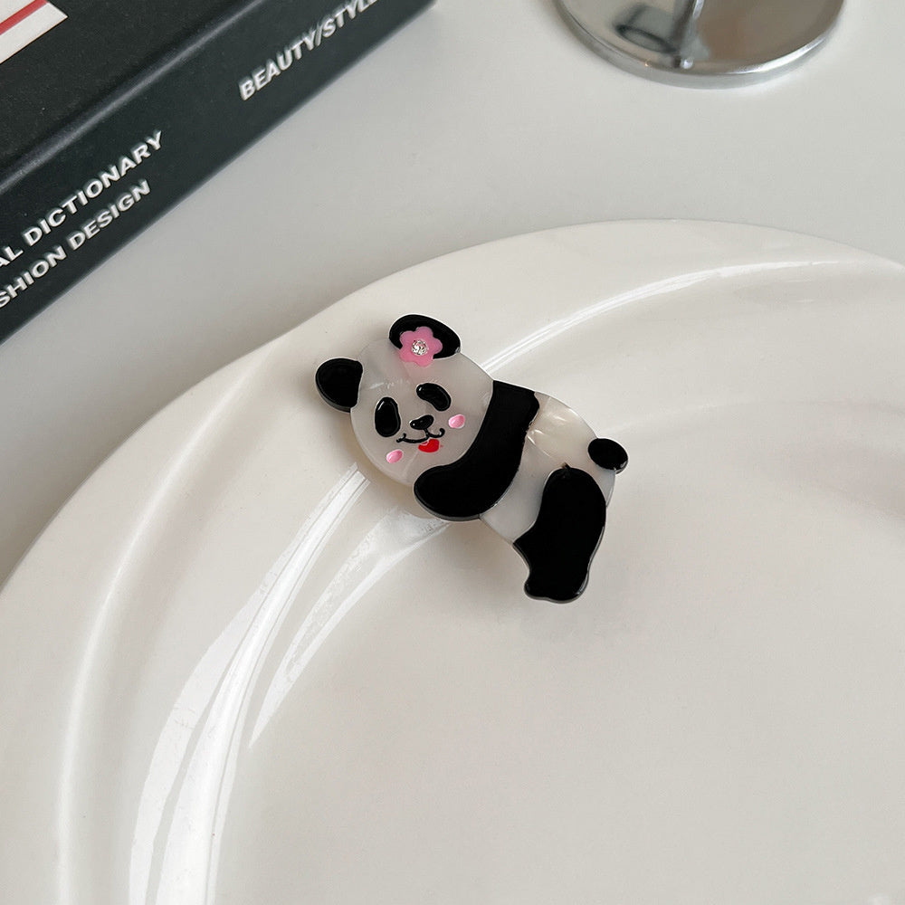 Plastic Cartoon Panda Acetate Grip Cute Animal Hair Claw Young Girl Personalized Barrettes Bang Side Shark Clip