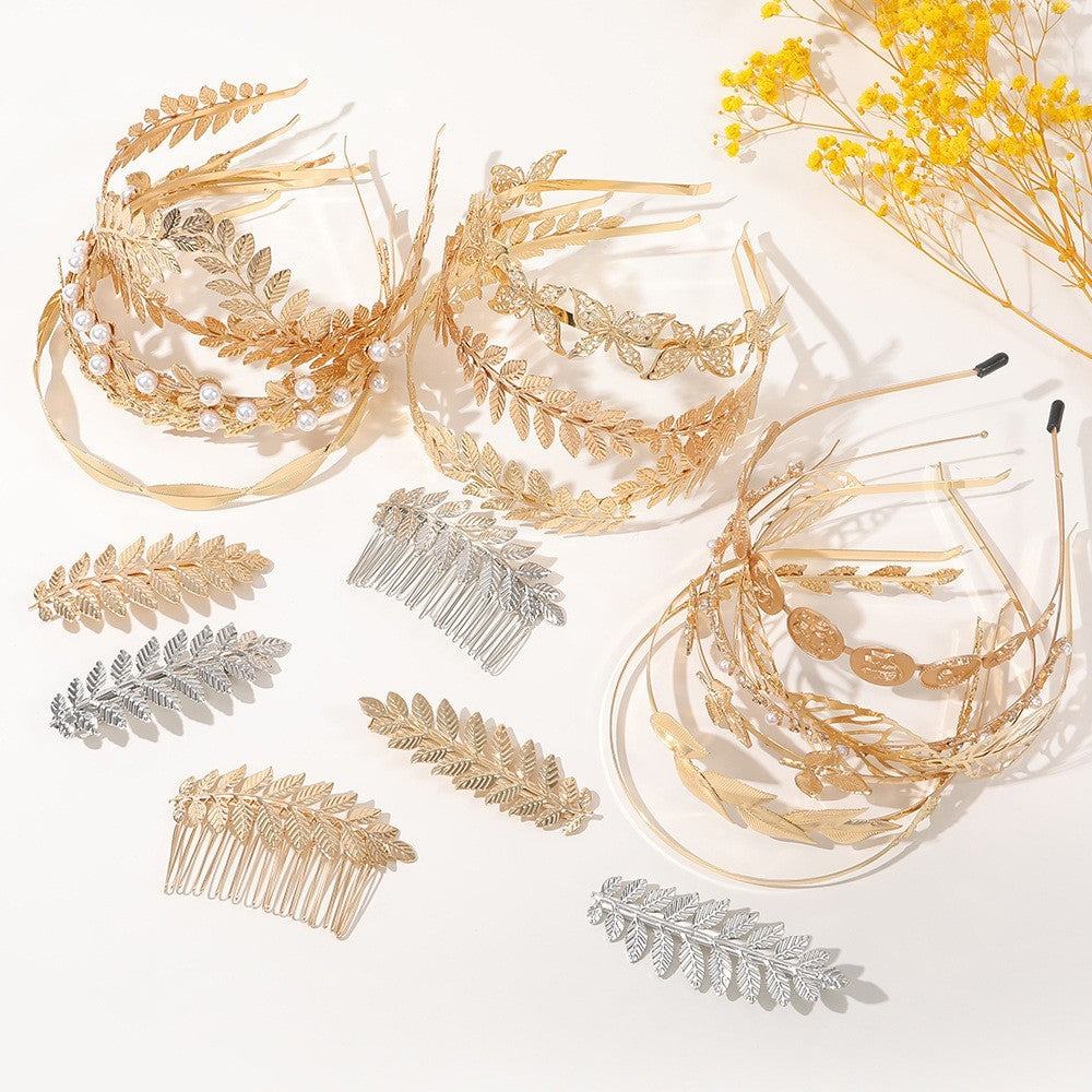 Metal Leaves Headband Bride Hair Clip Headdress