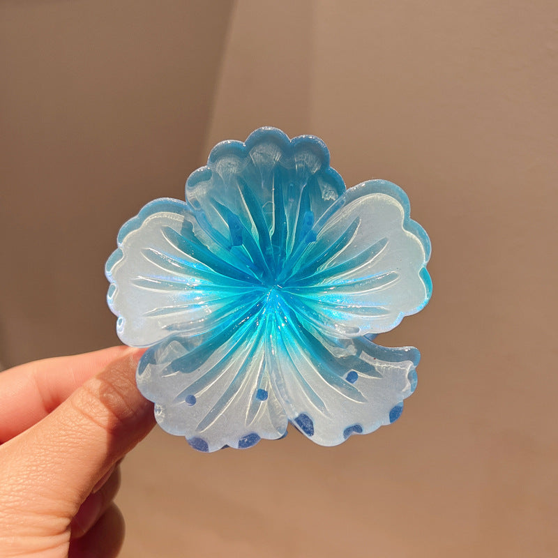 Gradient Color Curly Heart Flower Barrettes Large Headdress