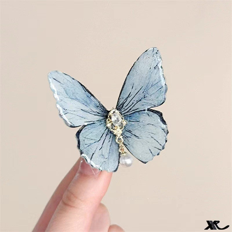 Ice Blue Butterfly Barrettes Female