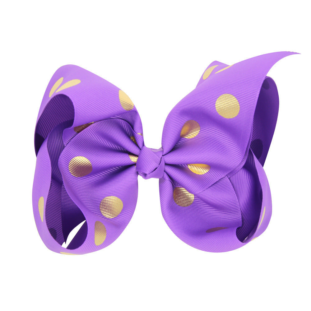 8 Inch Large Bronzing Dot Bow Hair Clip