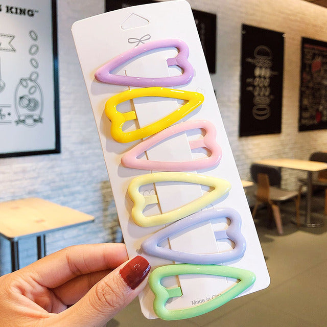 Girls Cute Colorful Heart-shaped Triangle Hair Clip