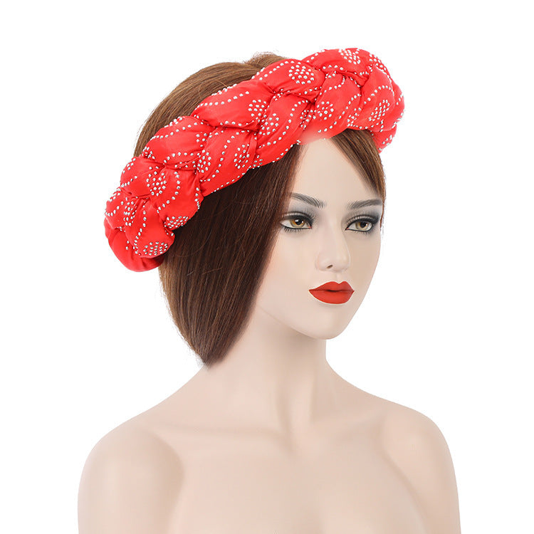 Satin Multicolor Perm Drill New Twist Braid Hairband Hair Ring
