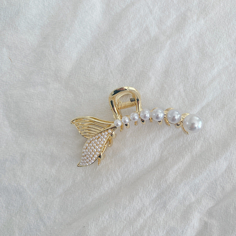 Net Red Large Pearl Fish Tail Plate Hair Clip Back Head Shark Hairpin Hairpin