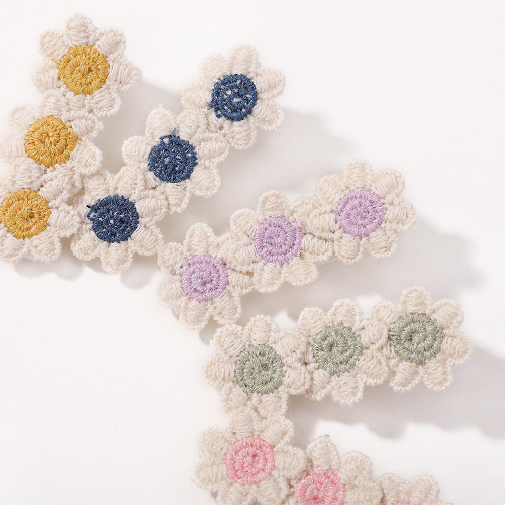Retro Linen SUNFLOWER Children's Barrettes
